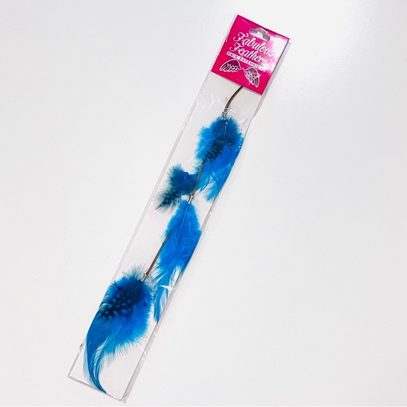 NWT Blue & Brown Leather Tail Feather Clip in Hair Extension - Picture 3 of 6